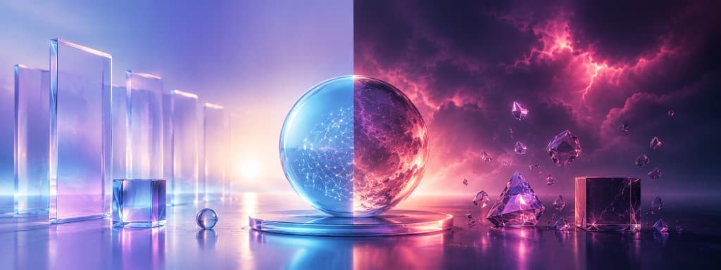 Abstract AI future split between optimism and uncertainty